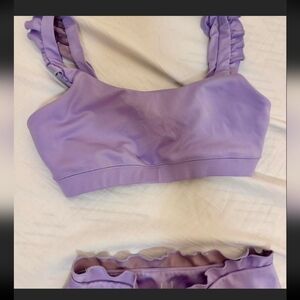 Lavender Ruffled Strap Bralette And Lrggings